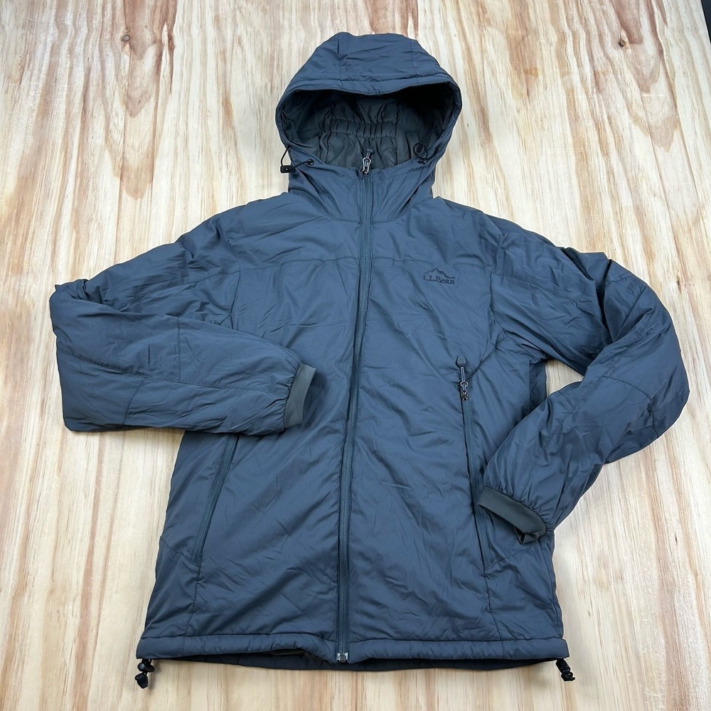 L.L.Bean Men's S Reg Gray Hooded Puffer Jacket Insulated Winter Coat 290616